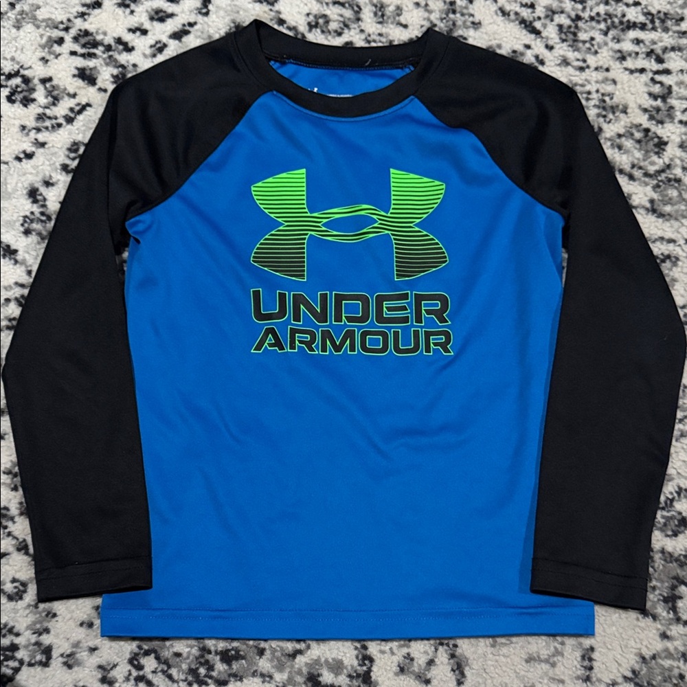 Under Armour Black and Blue Shirt with Green Logo